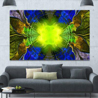 Made in Canada - Design Art 'Green Golden Fractal Stained Glass' Graphic Art on Canvas