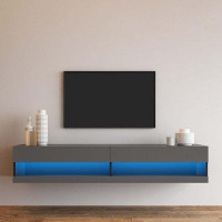 Ivy Bronx Bogardus Wall Mounted Floating 80" TV Stand with 20 Color LEDs
