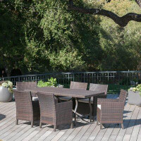 Darby Home Co Rick Outdoor Wicker Rectangular 7 Piece Dining Set with Cushions