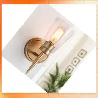 Mercer41 1-Light Gold Wall Sconces Light Fixtures With Clear Glass Shade, Modern Gold Bathroom Vanity Light For Hallway,
