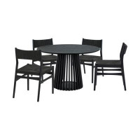 Armen Living Pasadena Erie 5 Piece Round Dining Set With Paper Cord Chairs