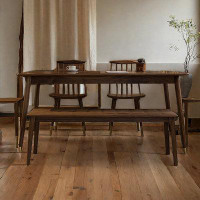 ULTORU 62.99" Brown Solid Wood Rectangular Dining Table