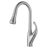 Kisdon Kitchen Faucet - Pull out Spray Head in Matte Black or Chrome (Solid Brass Construction w Ceramic Valve) AHS