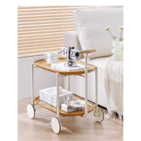 Ebern Designs Movable Coffee Table Storage Cart Double-layer Modern Sofa Side Bedroom Leisure Time