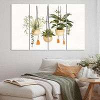 Design Art Botanical Bliss Joyful Hanging Boho Houseplants II - Abstract Botanicals Wall Art Print - 4 Panels