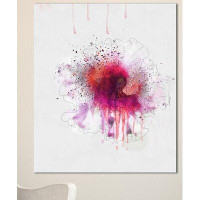 Made in Canada - Design Art 'Stylish Pink Watercolor Flower' Painting Print on Wrapped Canvas