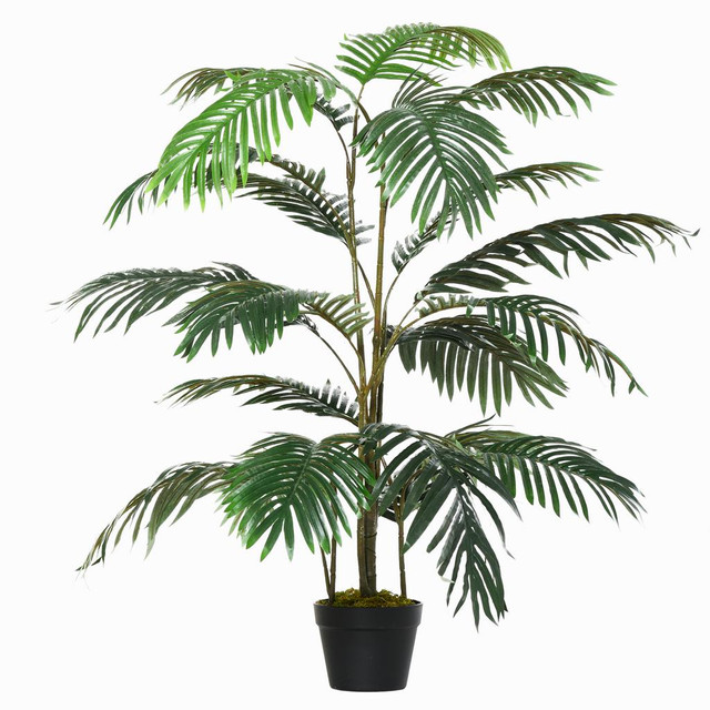 Outsunny 4.6FT Artificial Palm Tree Faux Plant with 20 Leaves in Nursery Pot for Indoor Outdoor Greenery Home Office Dec in Arts & Collectibles - Image 2