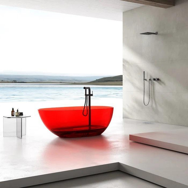 59 or 67 x30 Freestanding Soaking Stone Resin Bathtub in Coffee of Red   VAD in Plumbing, Sinks, Toilets & Showers - Image 2