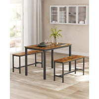 Co-t Dining Table Set, Bar Table With 2 Dining Benches, Kitchen Table Counter With Chairs, Industrial For Kitchen, Livin