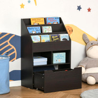 KIDS BOOKCASE MULTI-SHELF RACK ORGANIZER WITH STORAGE DRAWER FOR BOOKS FOR READING NOOK, CLASSROOM, BEDROOM, PLAYROOM