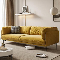 Hokku Designs 82.68" Yellow Cloth Standard Sofa cushion Loveseat