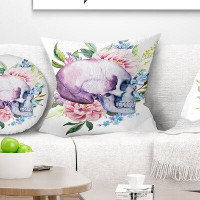 East Urban Home Floral Skull with Flower Borders Pillow