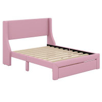 ROYALIFIC Full Size Storage Bed Velvet Upholstered Platform Bed With A Big Drawer