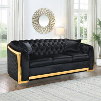 Everly Quinn 3 Seat Couch With Gold Stainless