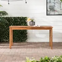Ebern Designs Contemporary Slat-Top Acacia Wood Outdoor Dining Table