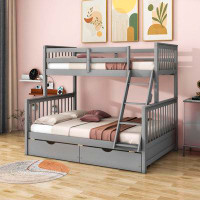 Harriet Bee Hallur Kids Twin Over Full Bunk Bed with Drawers