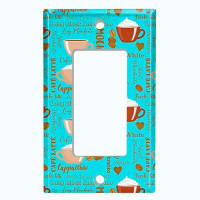 WorldAcc Metal Light Switch Plate Outlet Cover (Coffee Cup Mocha Espresso Lover Teal - Single Rocker)