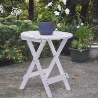 Longshore Tides Round Folding End Table Wood Side Table Outdoor