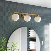 Willa Arlo™ Interiors Bradwell 3-Light Dimmable Gold Bath Bar
