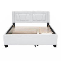 Myhomekeepers Upholstered Platform Bed With Headboard And Trundle(Expected Arrival Time: 4.8)