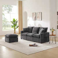 Latitude Run® 84*57" Modern Modular Sofa, 4 Seat Chenille Sectional Couch Set with 2 Pillows