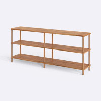 Demontha Solid Beech Wood Low Bookcase Demontha, Entryway Bookcase With 2 Shelves