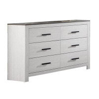 Latitude Run® Ayelin 58 Inch Wide Dresser With 6 Drawers, Black Handles, White Wood Finish