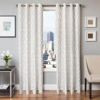 Softline Home Fashions Thorne Cotton Blend Geometric Grommet Single Curtain Panel