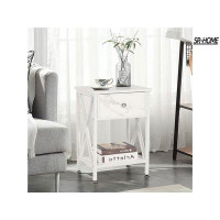 SR-HOME Side/End Table Nightstand With Drawer & Storage Shelf For Living Room Bedroom
