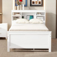 Red Barrel Studio Full Size Platform Bed with Storage Headboard, USB, Twin Size Trundle and 3 Drawers 1AF2714A4D414B14AE