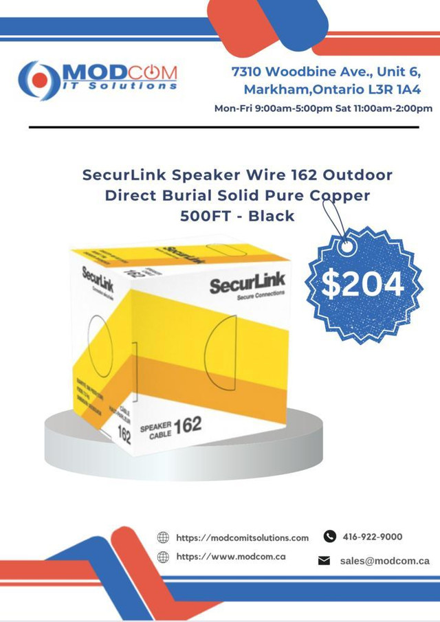 SecurLink Speaker Wire 162 Outdoor Direct Burial Solid Pure Copper 500FT Black Highest Quality Bulk Wire FOR SALE!!! in Cables & Connectors