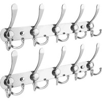 Red Barrel Studio Wall Mounted Coat Rack, Five Heavy Duty Tri Hooks All Metal Construction For Jacket Coat Hat In Mudroo