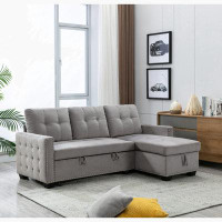 Latitude Run® Reversible Sectional Storage Sleeper Sofa Bed, L-Shape Sectional Chaise With Storage