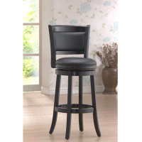 Winston Porter Black 29-Inch Swivel Seat Barstool With Faux Leather Cushion Seat