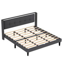 Latitude Run® Modern Design King Size Bed Frame with Upholstered Headboard