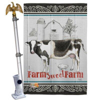 Breeze Decor Farm Sweet - Impressions Decorative Aluminum Pole & Bracket House Flag Set HS110128-BO-02