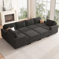 Nolany Modular Sleeper Sectional Sofa U Shaped Corner Sectional With Storage Space