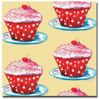 Trademark Fine Art "Cherry Cupcakes" by Wendra Framed Painting Print on Wrapped Canvas