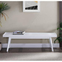Ivy Bronx White Solid Wood Slatted Bench