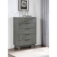 Hokku Designs Nathan 5-drawer Chest White Marble and Grey
