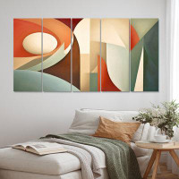 Wrought Studio Orange Green Symmetrical Visions - Abstract Shapes Metal Art Print Set