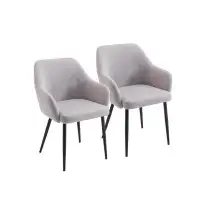 George Oliver Set of 2 Accent Chair with Linen surface and Metal Legs