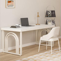 George Oliver 2 Piece White Rectangular sintered stone tabletop Desk Office Sets