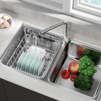 Co-t Sink Dish Drying Rack, Expandable 304 Stainless Steel Metal Dish Drainer Rack Organizer Shelves With Stainless Stee
