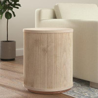 Everly Quinn Sellars Solid Wood Tray Top Drum End Table