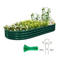 Arlmont & Co. 8x4x1FT Galvanized Raised Garden Bed Outdoor Planter Box Kit  Green