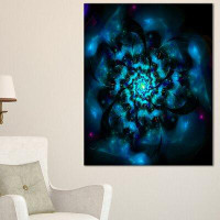 Made in Canada - Design Art Perfect Fractal Flower Graphic Art on Wrapped Canvas in Black and Blue
