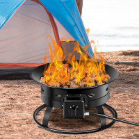 Bungalow Rose Tangkula Outdoor Portable Propane Gas Fire Pit, 58,000 BTU Gas Fire Pit With Cover, Carry Strap & Lava Roc