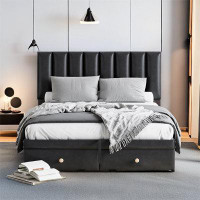 Latitude Run® Upholstered Bed With Hydraulic Storage System And 2 Drawers