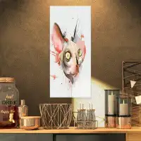 Design Art 'Red Faced Cat Watercolor' Painting Print on Metal